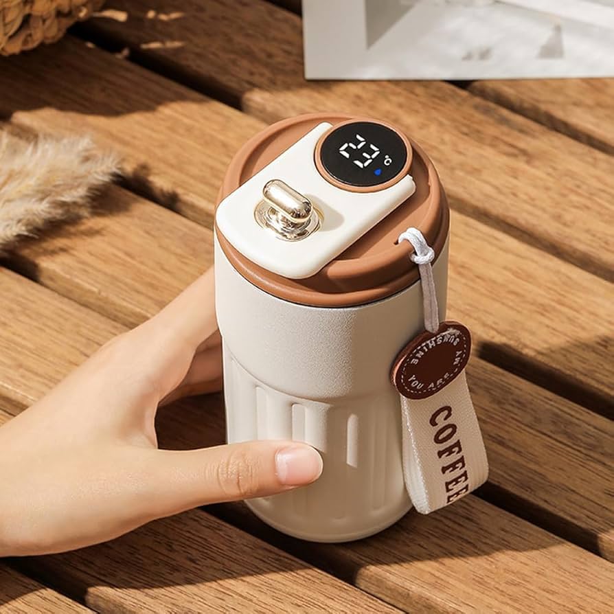 Stainless Steel Insulated Coffee Mug with Smart LED Temperature Display - 400 mL