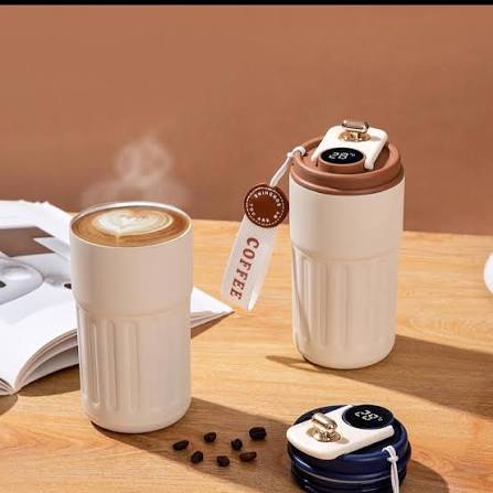 Stainless Steel Insulated Coffee Mug with Smart LED Temperature Display - 400 mL